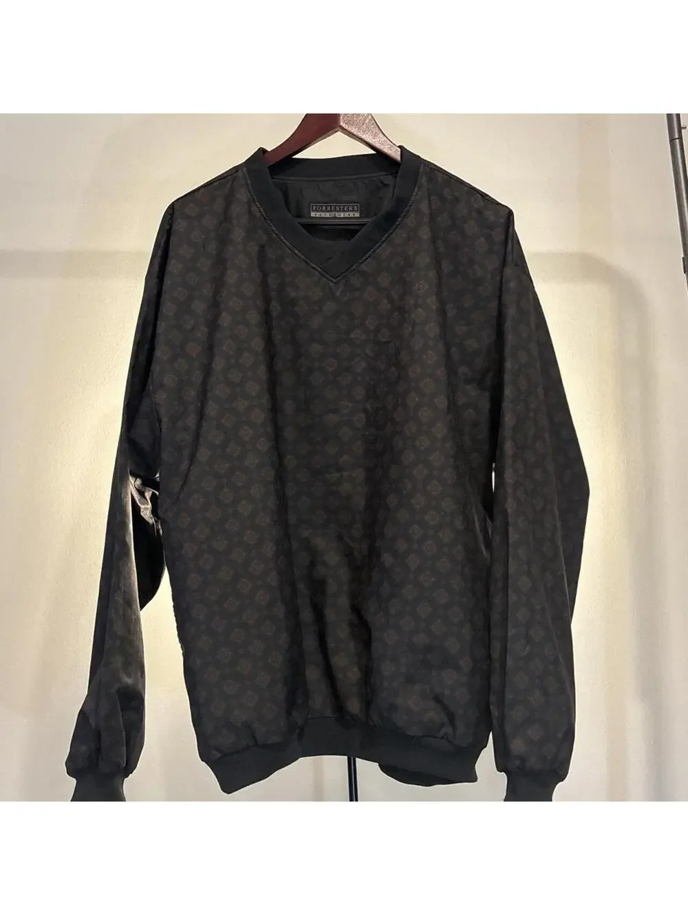 Windbreaker with shallow V-neck fits like a larger